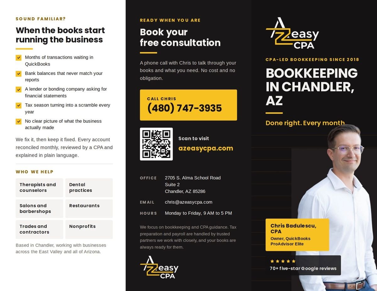 AZ Easy CPA, Trifold brochure by Hillary Scott