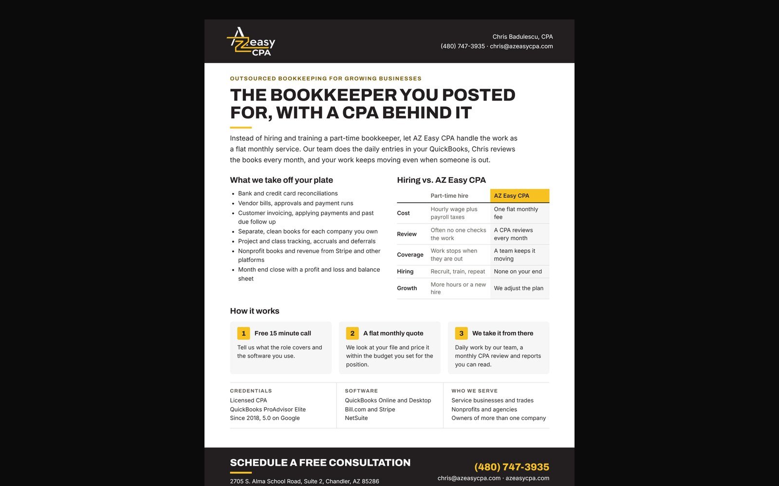 AZ Easy CPA, One pager by Hillary Scott