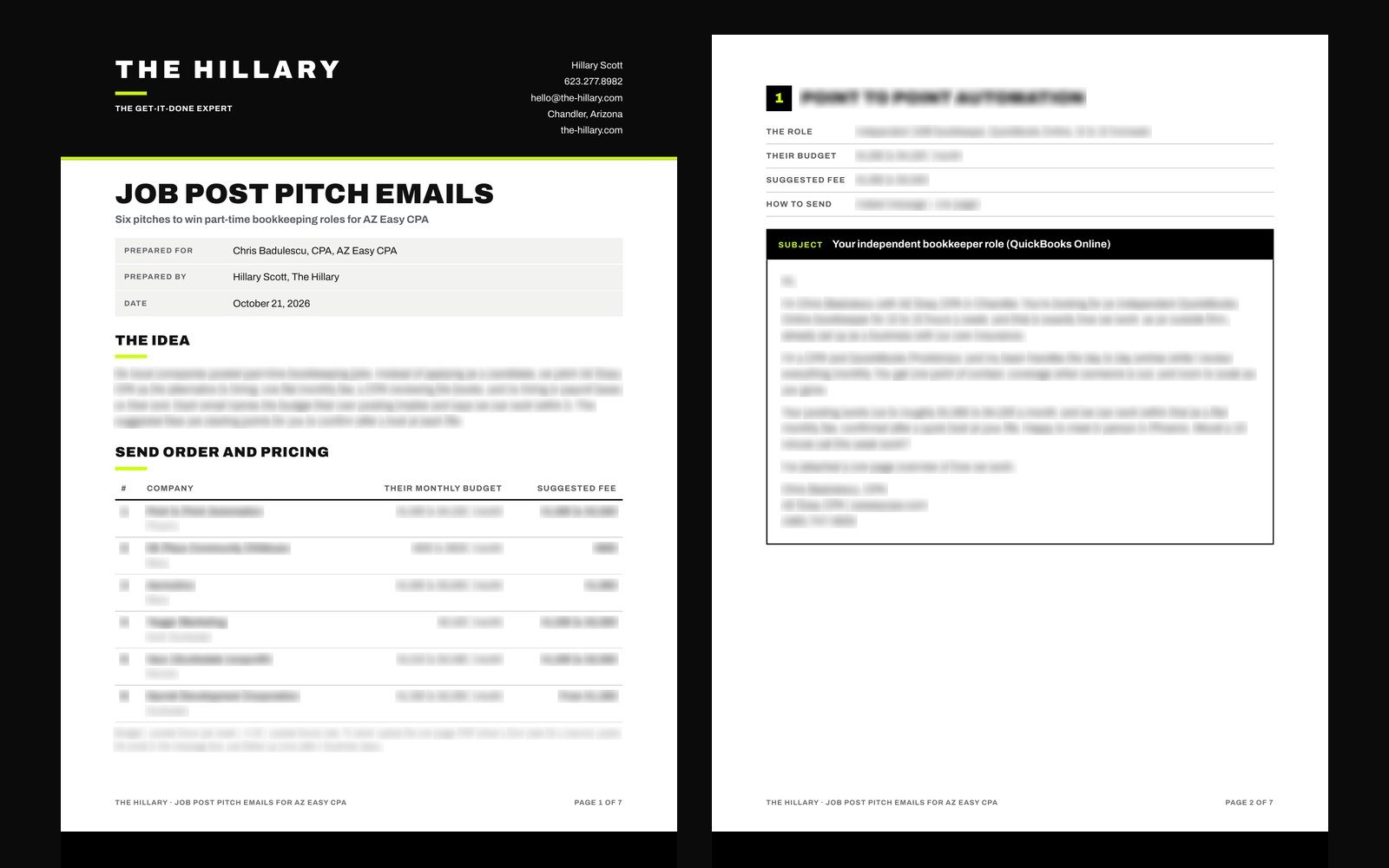 AZ Easy CPA, Job post pitch emails by Hillary Scott