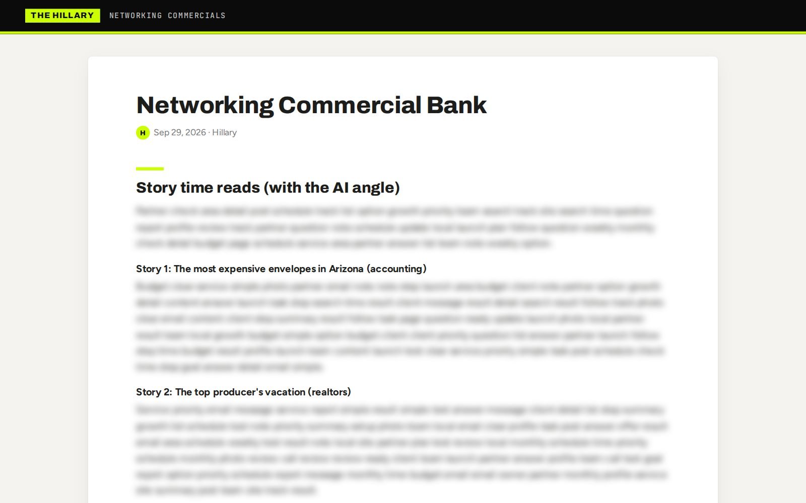 Networking Commercial Bank, Networking scripts by Hillary Scott
