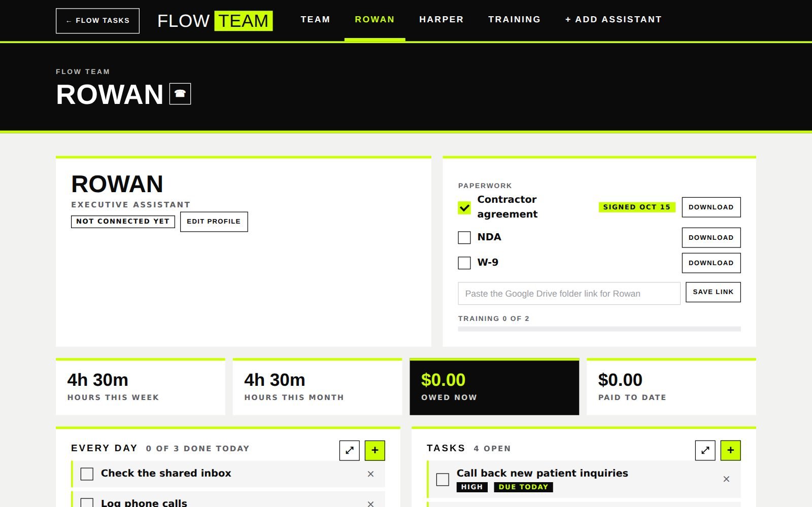 Flow Team, Assistant management system by Hillary Scott